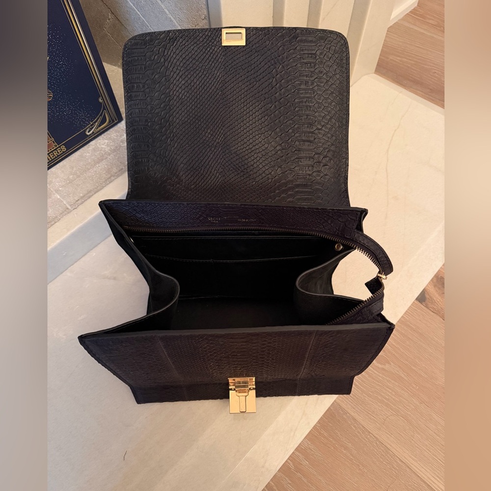 Trapeze python and suede Women's Bag - Picture 4 of 9